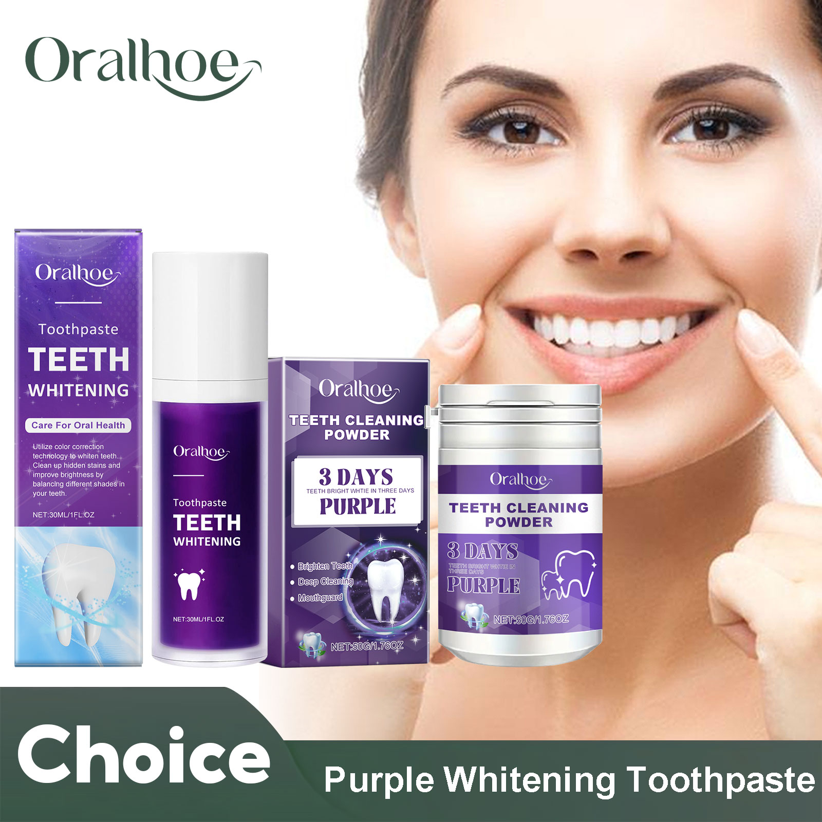 Teeth Whitening Diy - Lila Korrektor Zahnaufhellung Zahnpasta Tiefenreinigung Zähne