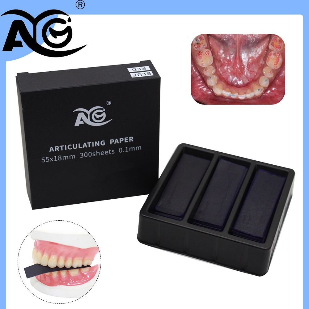 Teeth Whitening Lab - AG 300 Blatt/Box Dental-Artikulationspapierstreifen Rot/Blau, Dentallaborinstrument,
