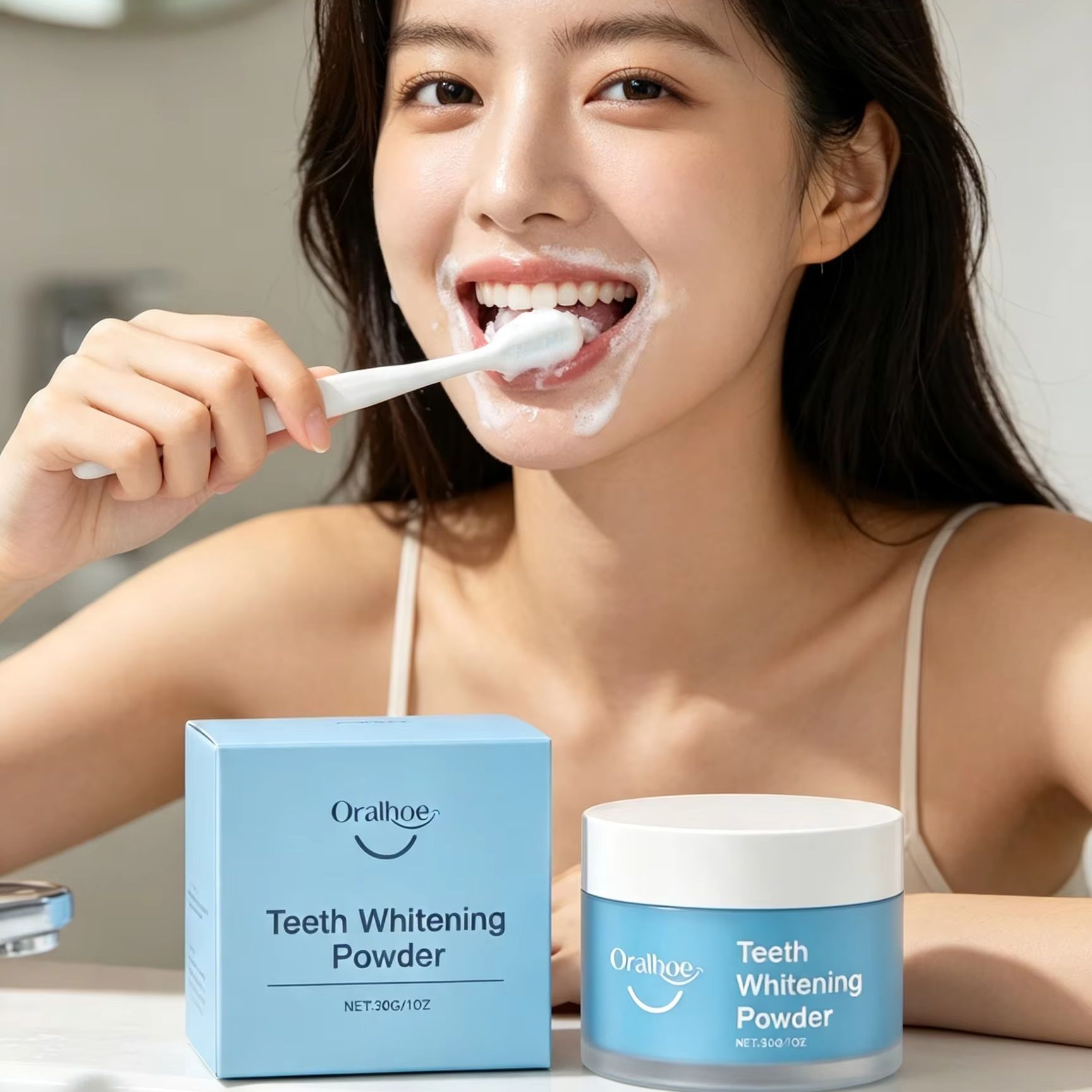Teeth Whitening Quotes - Oralhoe Zahnpulver zum Zähneputzen, Fleckenentferner, Tiefenreinigung,